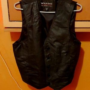 Men's blk leather vest